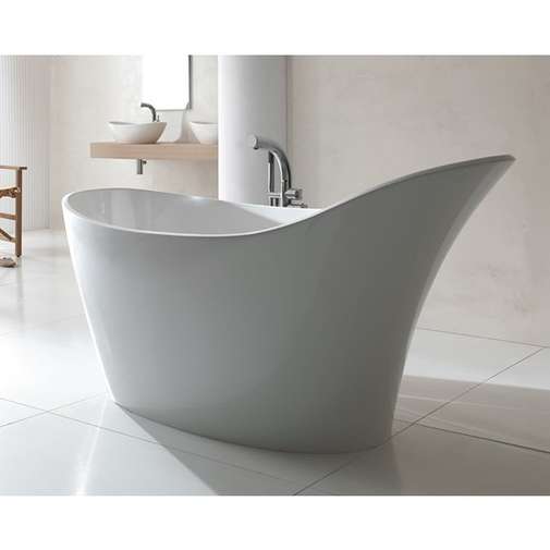 Modern bathtub, white quarrycast, Amalfi invisible drain, Victoria Albert
