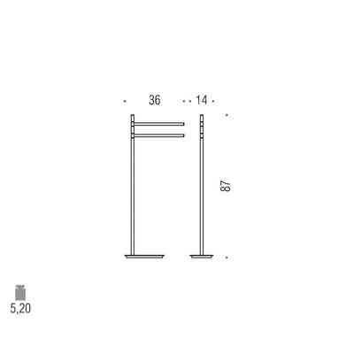 Modern design chromed free standing bathroom with 2 towel rails - Square, Colombo Design