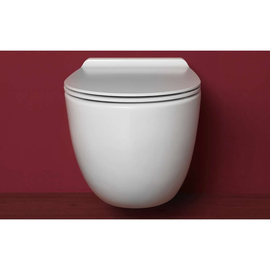 Modern rimless wall hung vase in white ceramic - Vignoni, Simas