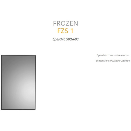 Modern style rectangular mirror with chromed metal frame 90x60 cm - Frozen, Simas