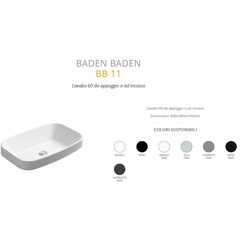 Modern style sit-on or built-in washbasin in matt cement 66x38 cm - Baden Baden, Simas