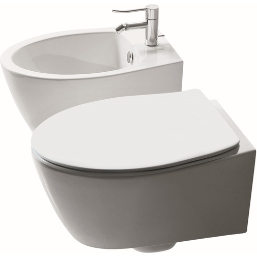 Modern style wall hung single hole bidet in white ceramic - LFT, Simas