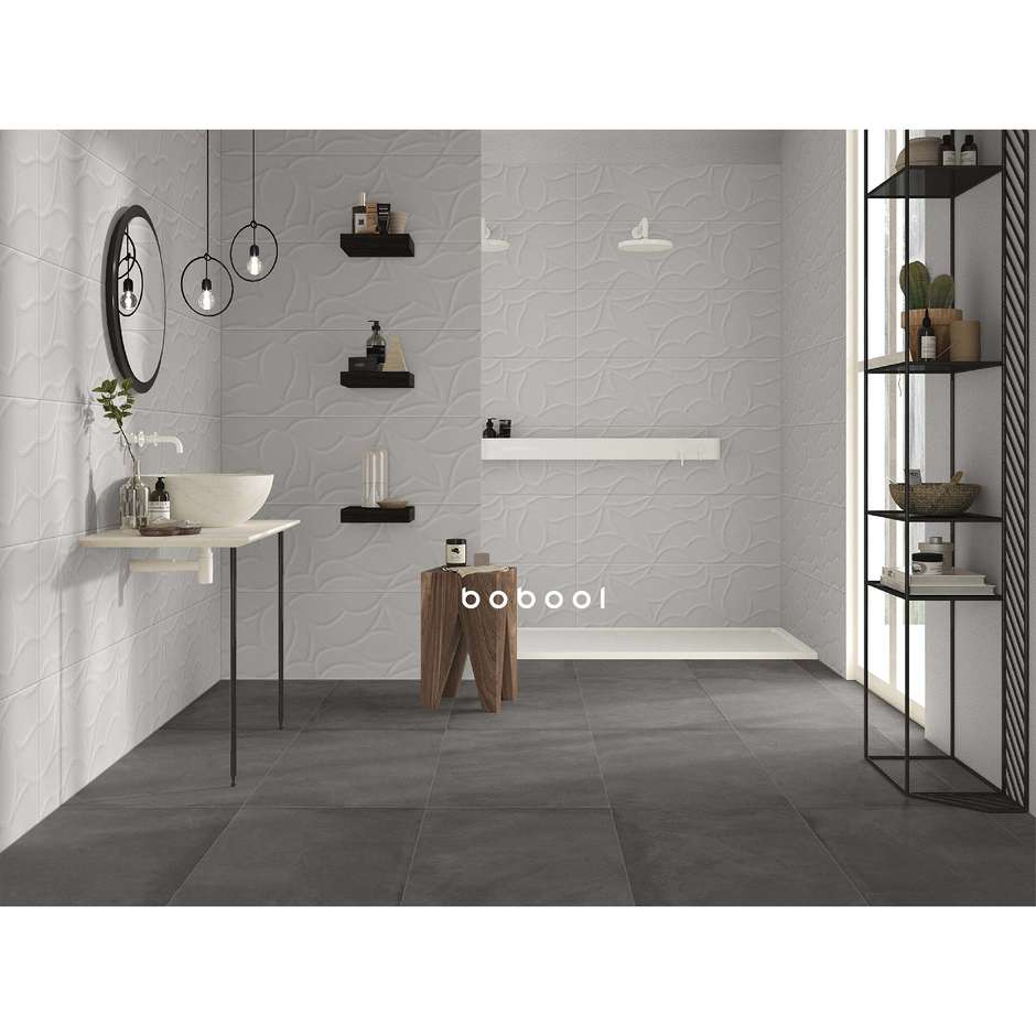 Moderne Wandfliese mit Blumenmuster, Weiß, 33,3x100 cm - Comfort G, Dom Ceramiche