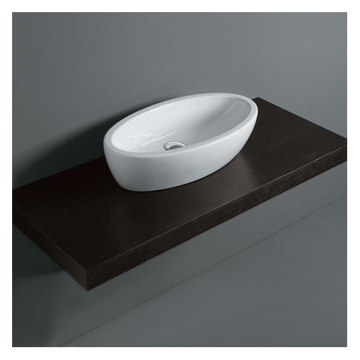 Modernes ovales Aufsatzwaschbecken aus weißer Keramik 63x33 cm - LFT, Simas