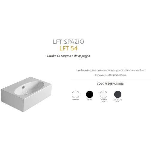 Modernes Wand-/Aufsatzwaschbecken aus weißer Keramik 61 cm - LFT, Simas