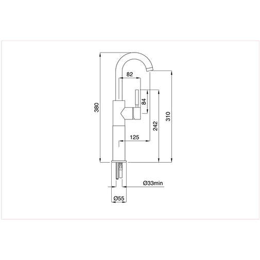 Monocomando lavabo con prolunga scarico automatico, nero opaco - Kobuk, Bugnatese
