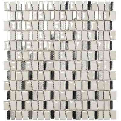 Mosaic in ceramic, marble, mirror glass and slate, White 29,5x32,2 cm - Kimi, Boxer