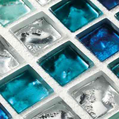 Mosaic small tiles in brilliant glass for covering, Aquamarine 30x30 cm - Brilliant Glass, Boxer