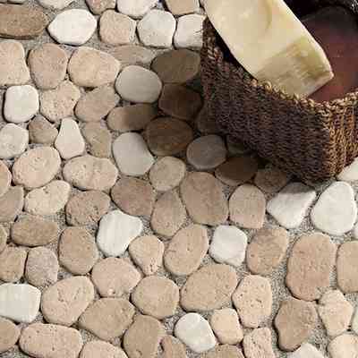 Mosaico a ciottoli di marmo per pavimento e rivestimento, Beige Mix 30,5x30,5 cm - Taro Formella, Boxer