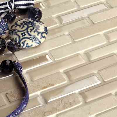 Mosaico a muretto ceramica e marmo, per rivestimento, Beige 27x30 cm - Bilbao, Boxer