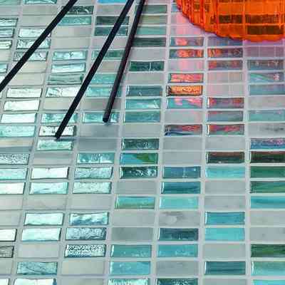 Mosaico da rivestimento di ardesie e vetro tiffany Blue 31,8x32,2 - Tiffany Boxer