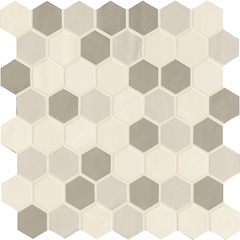 Mosaico da rivestimento esagonale lucido colori misti, Beige Mix Hot, 30x30 cm - Smooth, Dom Ceramiche