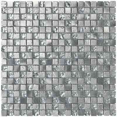Mosaico da rivestimento in pietra e vetro lucido Silver 30x30 cm - Elegance, Boxer