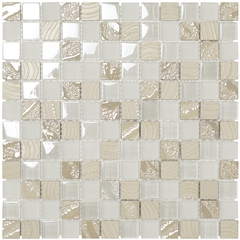 Mosaico da rivestimento in vetro e ceramica, White 30x30 cm - Florida, Boxer