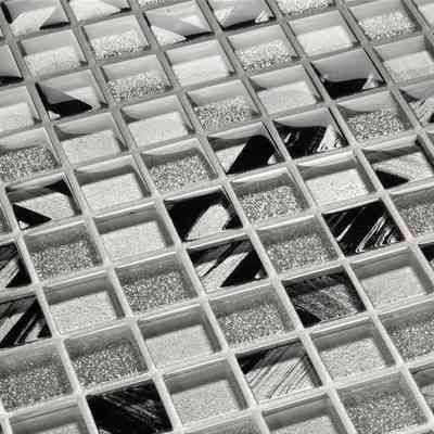 Mosaico da rivestimento in vetro screziato e  glitterato Grigio 29,8x29,8 cm - Byblos, Boxer