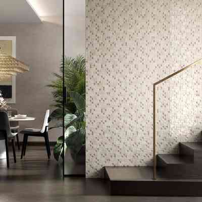 Mosaico da rivestimento in vetro screziato geometrico e irregolare Ivory 29,8x29,8 cm - Havana, Boxer