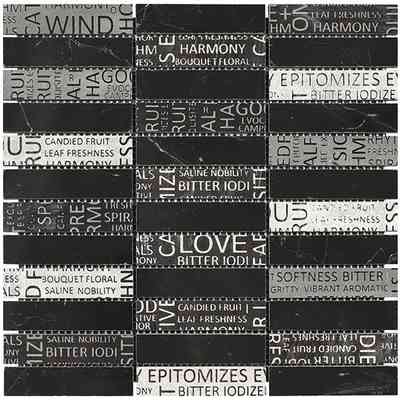 Mosaico di marmo con scritte decorative, da rivestimento, Black 30x30 cm - Words, Boxer