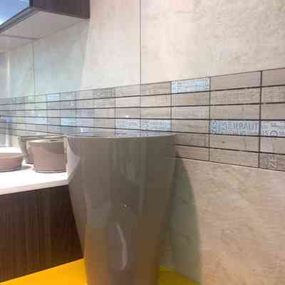 Mosaico di marmo con scritte decorative, da rivestimento, effetto legno bianco, White Wood 30x30 cm - Words, Boxer