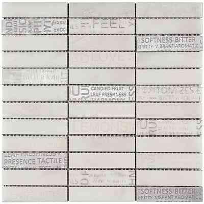 Mosaico di marmo con scritte decorative da rivestimento, White 30x30 - Words, Boxer