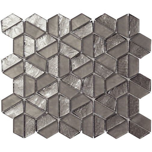 Mosaico di vetro con tessere esagonali grigio Gun 26x29,8 cm, da rivestimento - Samba, Boxer