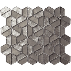 Mosaico di vetro con tessere esagonali grigio Gun 26x29,8 cm, da rivestimento - Samba, Boxer