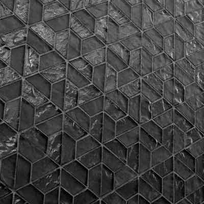 Mosaico di vetro effetto esagonale nero, Black 26x29,8 cm, da rivestimento - Samba, Boxer