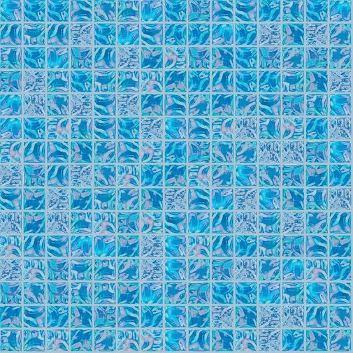 Mosaico di vetro effetto madreperla ondulato azzurro, GW09 - Glow, Bisazza
