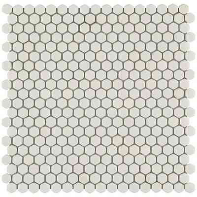 Mosaico esagonale tessere piccole pasta vetrosa riciclata, bianco 29,5x29 cm White Matt - Hexagon, Boxer 