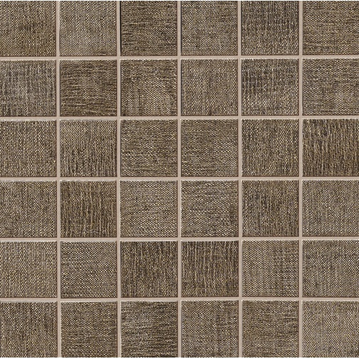 Mosaico in gres porcellanato su rete effetto tessuto, Brown, 30x30 cm - Tweed, Dom Ceramiche