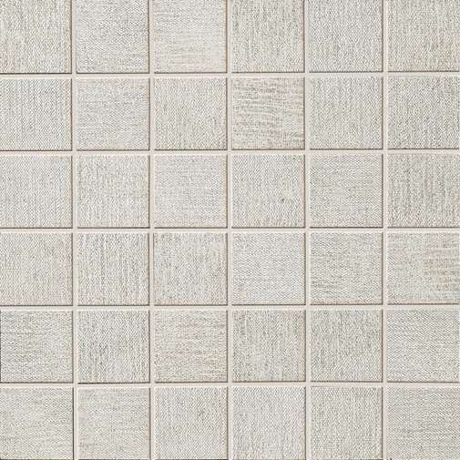 Mosaico in gres porcellanato su rete effetto tessuto, Silver, 30x30 cm - Tweed, Dom Ceramiche