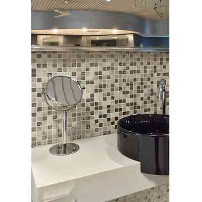 Mosaico in marmo Wood White con inserti in acciaio 30x30 cm pavimento/rivestimento - Wood Stone Style, Boxer  