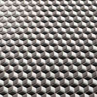 Mosaico in vetro riciclato effetto 3D a tessere piccole per pavimento e rivestimento, nero/bianco, Dust 30x30 cm - 3D, Boxer