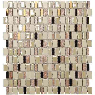 Mosaico irregolare ceramica, marmo, vetro a specchio e ardesia, Ambra 29,5x32,2 cm - Kimi, Boxer