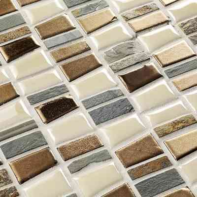 Mosaico irregolare in ceramica, marmo e ardesia per rivestimento Brown 29,5x32,2 cm - Kiel, Boxer