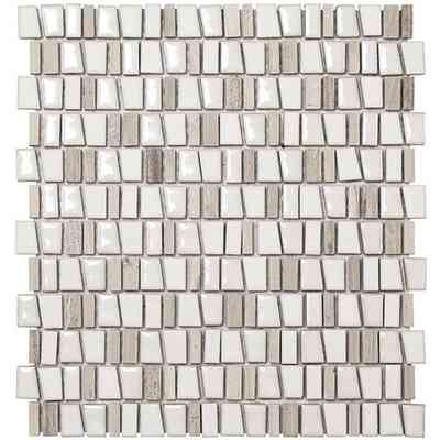 Mosaico irregolare in ceramica, marmo e ardesia per rivestimento color bianco White 29,5x32,2 cm - Kiel, Boxer