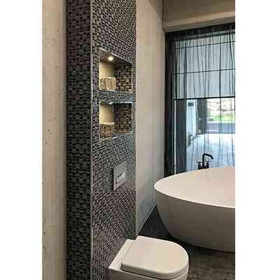 Mosaico irregolare in ceramica, marmo e ardesia per rivestimento Dark 29,5x32,2 cm - Kiel, Boxer