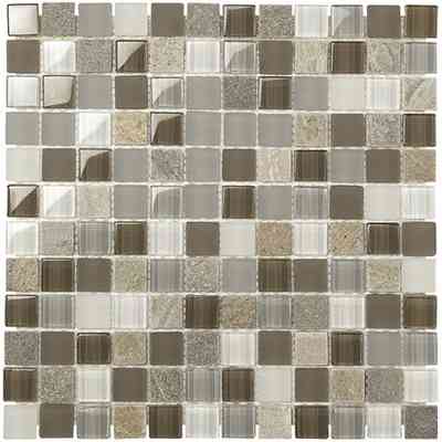 Mosaico misto ardesia, vetro e marmo, Grigio 30x30 cm, da rivestimento - Nepal, Boxer