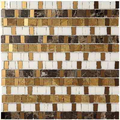Mosaico spaccatello in marmo e vetro specchio, luminoso, per rivestimento, color Bronze 30x30,6 cm - Mirror, Boxer  