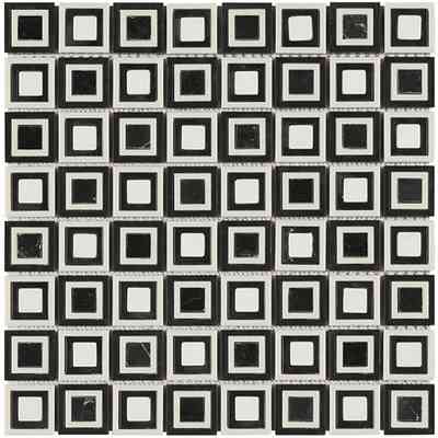 Mosaico tessere di vetro lucido, cornici di plastica riciclata, rivestimento 26,5x26,5, Grey - Kandi, Boxer