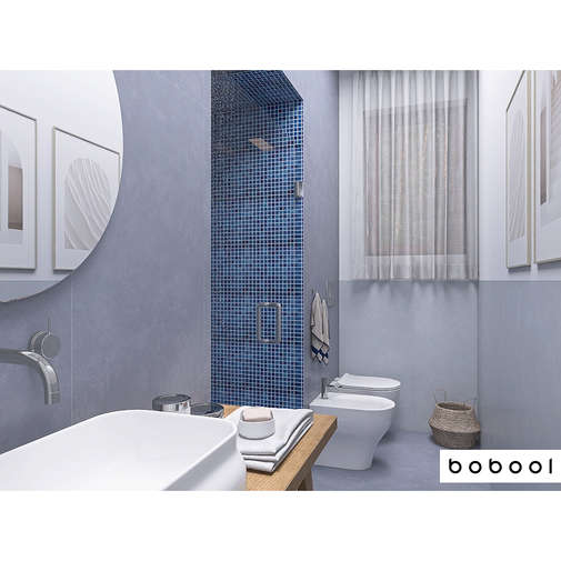 Mosaico vetroso su rete, Blu elettrico 508, 31,62x31,62 cm - Vidrepur