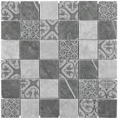 Mosaik in Holzoptik, für Böden und Wände 30x30 cm, Grau - Ethno, Boxer