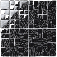 Mosaik mit meliertem Glitzereffekt silber schwarz 29,8x29,8 - Dream, Boxer