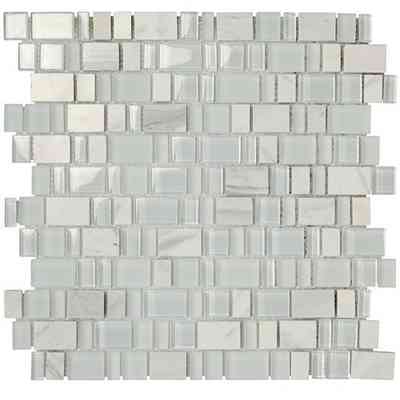 Mosaïque en ardoise et verre, pour murs, Blanc 30x30 cm - Multiglass, Boxer