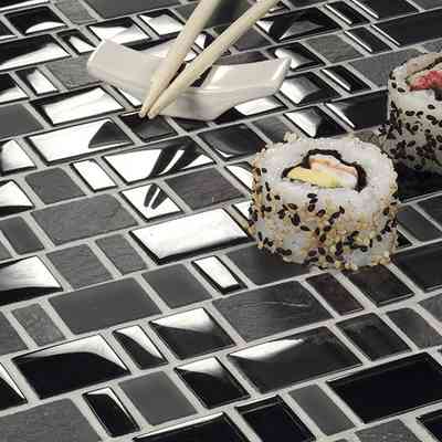 Mosaïque en ardoise et verre, pour murs, smoke, Smoke 30x30 cm - Multiglass, Boxer