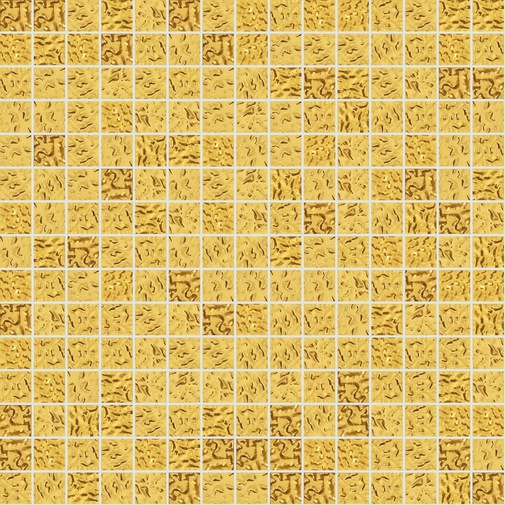Mosaïque en feuille d'or jaune, carreaux 2x2 cm, découpée à la main, effet relief, avec kit de pose, 20.1 - Or, Bisazza