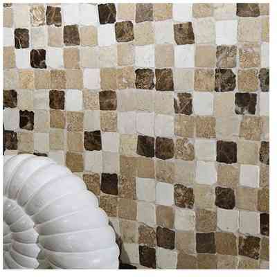 Mosaïque en marbre effet Spaccatello pour sols et murs, blanc/beige Emperador 30,5x30,5 cm - Rabat, Boxer