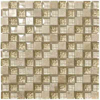 Mosaïque en marbre et verre brillant, pour sols et murs, 30x30 cm Crema - Persia, Boxer