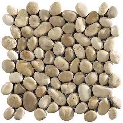 Mosaïque en pierre de rivière véritable pour mur/sol, Cappuccino 28x28 cm - Isonzo Formella, Boxer