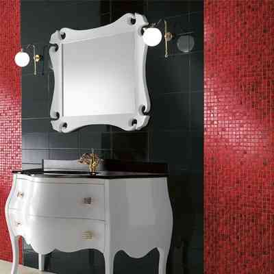 Mosaïque en pierre et verre rouge brillant 30x30 cm, pour carrelage mural - Escorial, Boxer