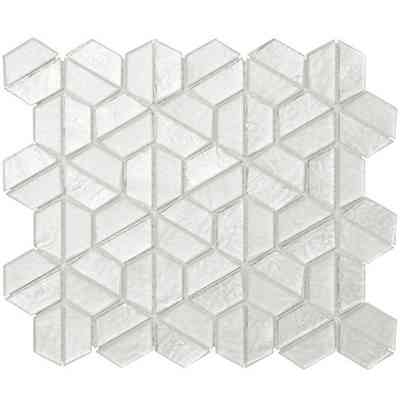 Mosaïque en verre Artic blanc carreaux hexagonaux 26x29,8cm, pour carrelage mural - Samba, Boxer